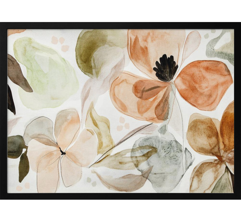 "Earthybloomno6", art mural texturé encadré, Noir, noir, noir, noir, H 18 po x l 24 po