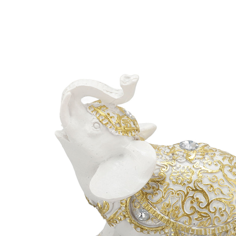 Éléphant statue en résine blanche sculpture mignonne porte-bonheur pour bibliothèque d'entrée bureau d'ordinateur décoration de la maison S