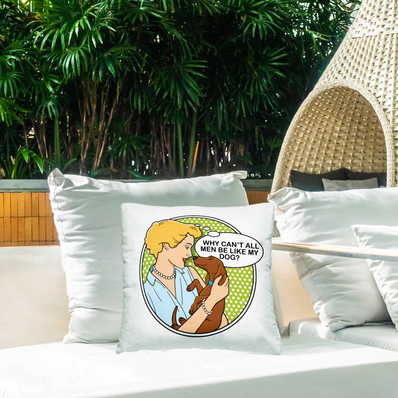 Coussin d'extérieur imprimé "Funny Men & Dogs" par Dog Is Good