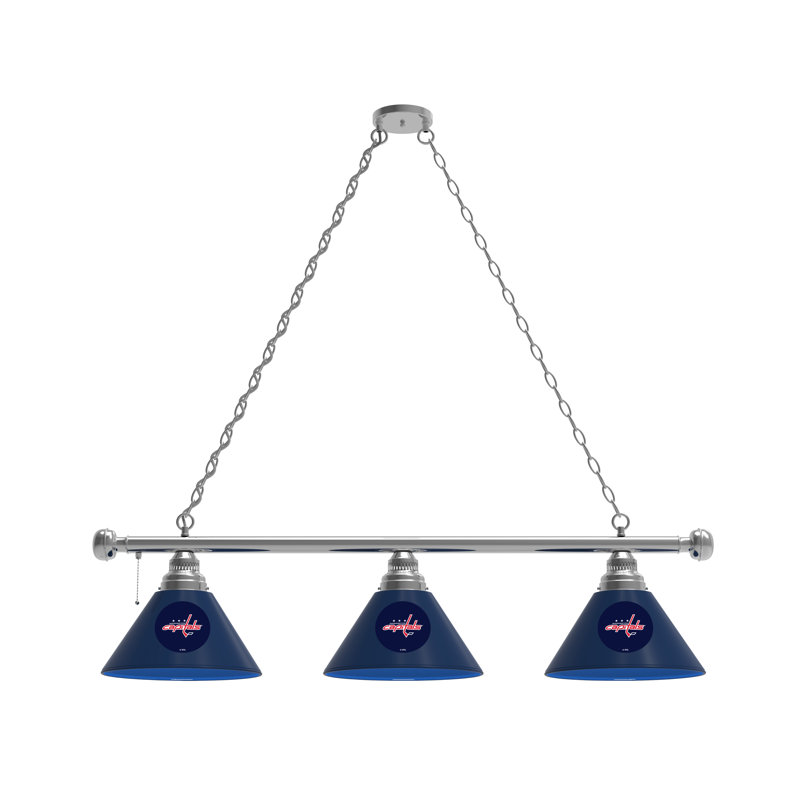 3 - Light Pool Table Lights Pendant, Chrome, Washington Capitals