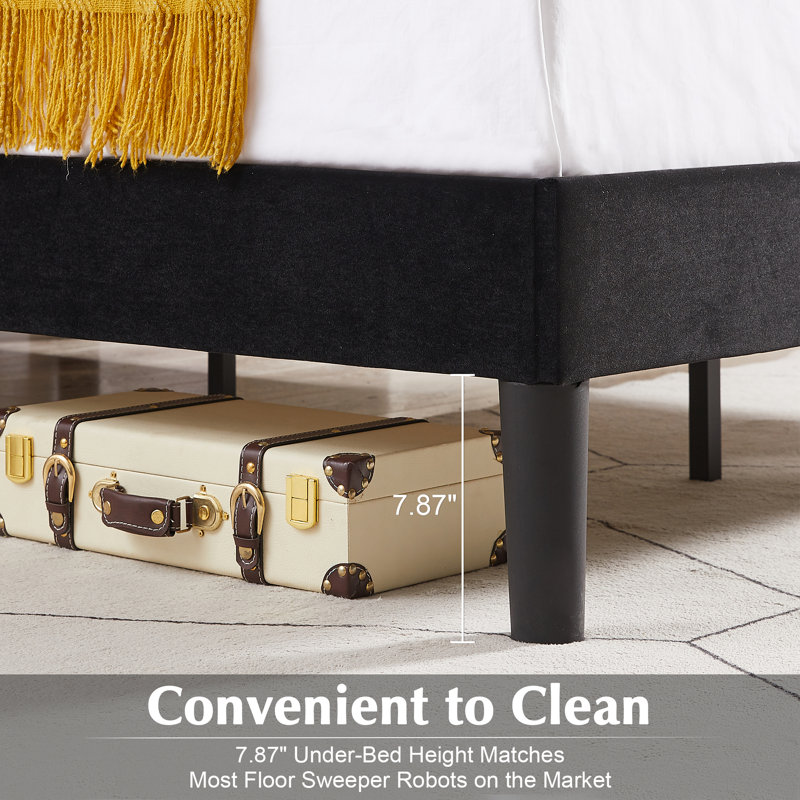 Queen Bed Frame Set Of 2, 2 Pack Upholstered Platform Bed Frame With Adjustable Headboard, Modern Bedroom Bed Set For Apartment, Airbnb, Rental, Guest Room, Home Staging