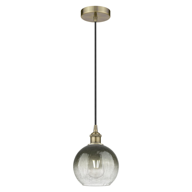 Edison - Brookhaven Globe - Mini luminaire suspendu à cordon 8 po 1 lumière, Ardoise, Antique Brass