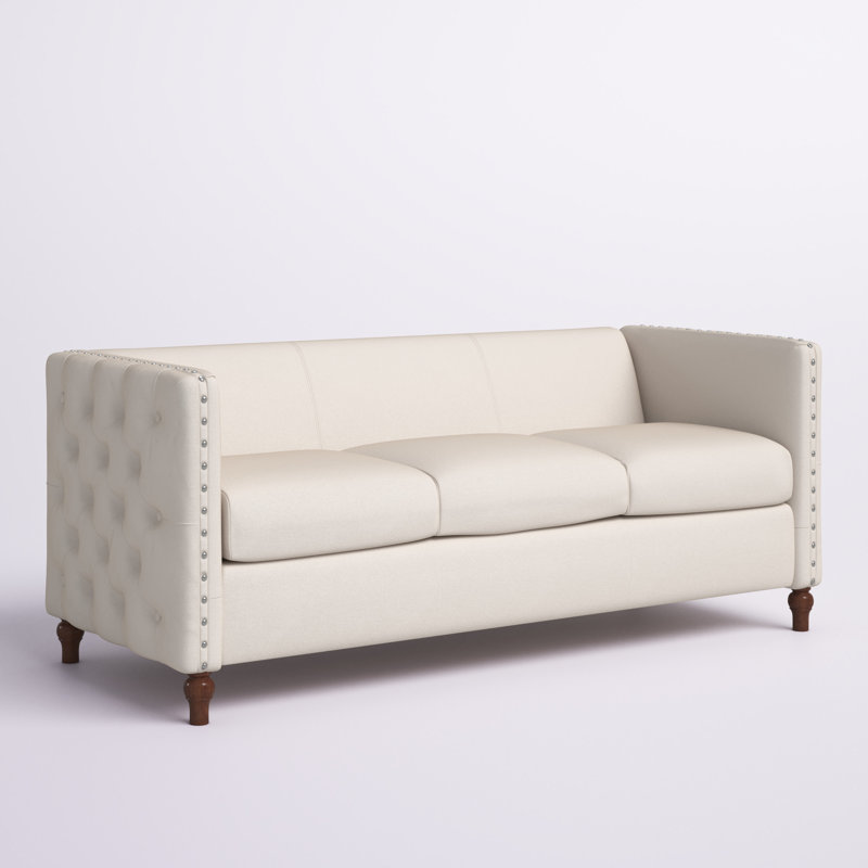 Shawn 70'' Velvet Sofa, Beige Velvet