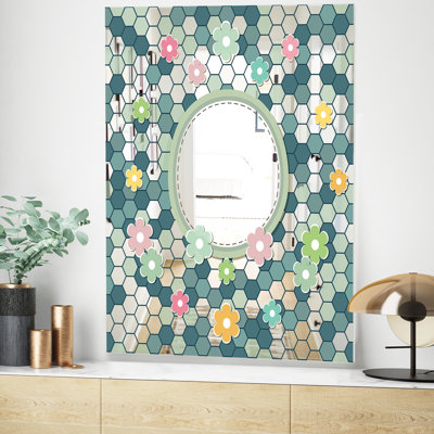 Hexagons Mid-Century Frameless Accent Mirror