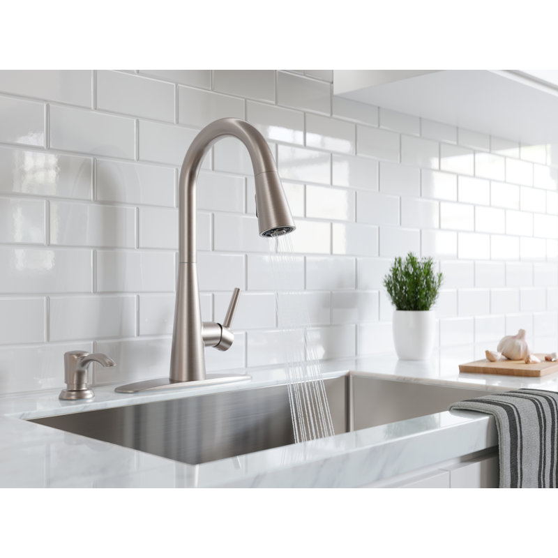 Pfister Barulli 1-Handle Pull-Down Matte Black Kitchen Faucet with Soap Dispenser, Stainless Steel