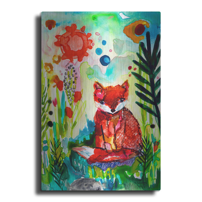 «Bébé renard dans le jardin» par Wyanne, H 24 po x l 16 po