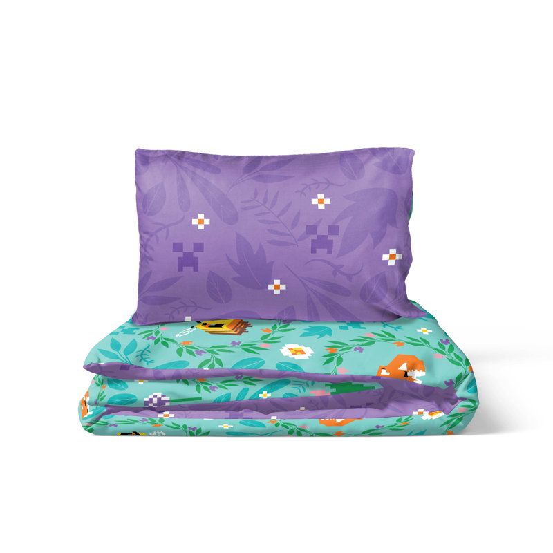 Minecraft Floral 100% Cotton Single Duvet Cover Set