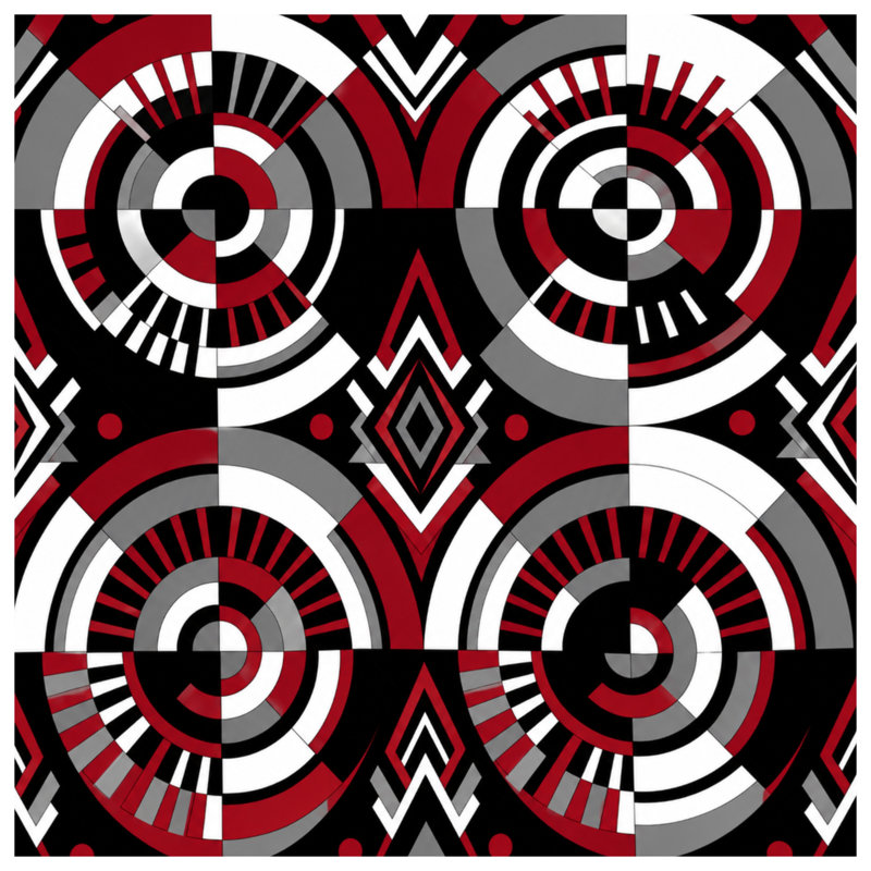 Black Red Circular Geometric Comforter, Queen