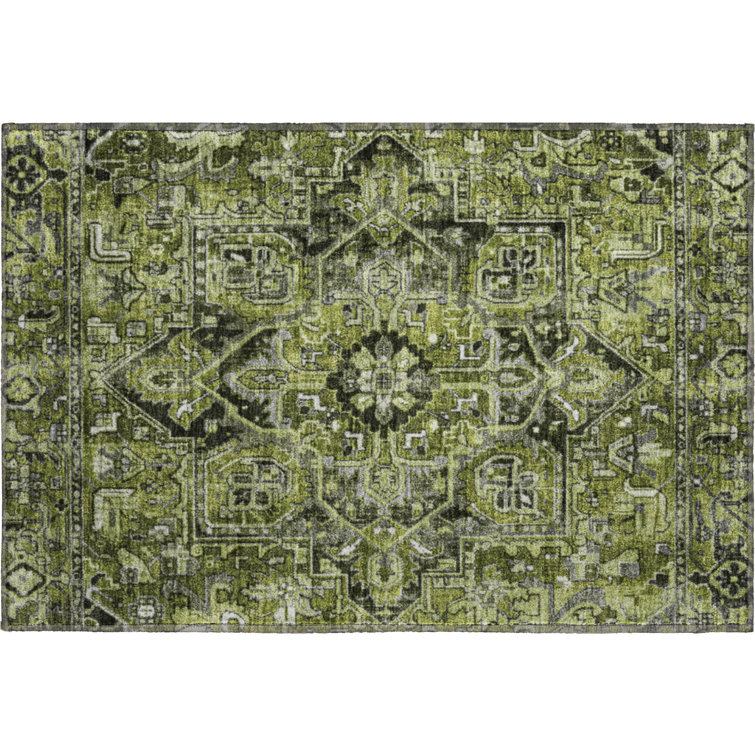 Premium Machine Washable Cerrito AMF570 Olive Rug