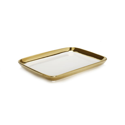 Assiette décorative rectangulaire blanche
