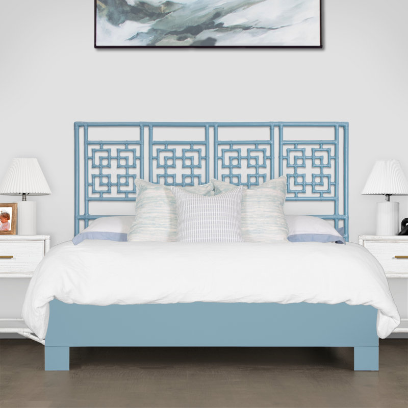 Palm Springs Open-Frame Headboard, King, Pool Blue