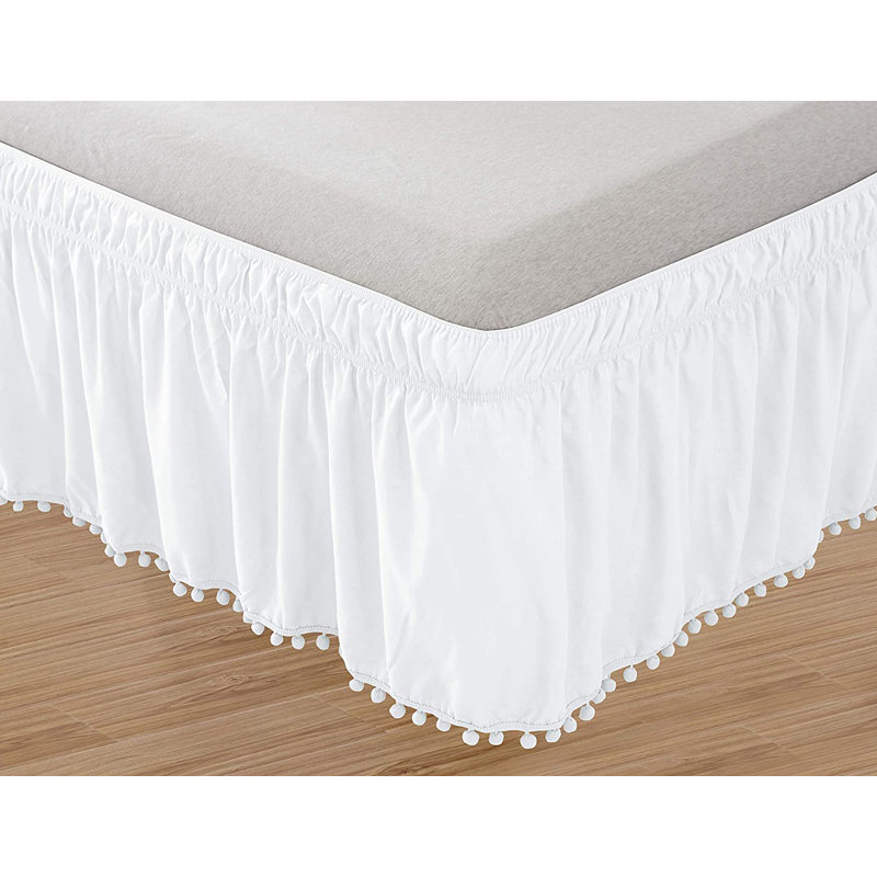 Ruffled Wrap Around Bed Skirt, White, Queen