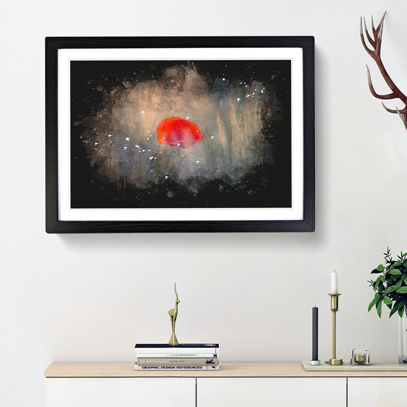 Red Poppy Flower - Picture Frame Graphic Art, 45cm H x 63cm W x 2cm D, Black Framed