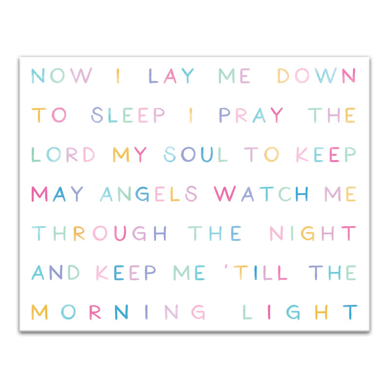 Art sur toile Bowers Now I Lay Me Down to Slee, H 11 po x l 14 po x P 1,25 po