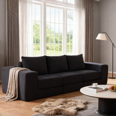 Boneless 110" Large Convertible Sectional Corduroy Sofa, No Assembly Required