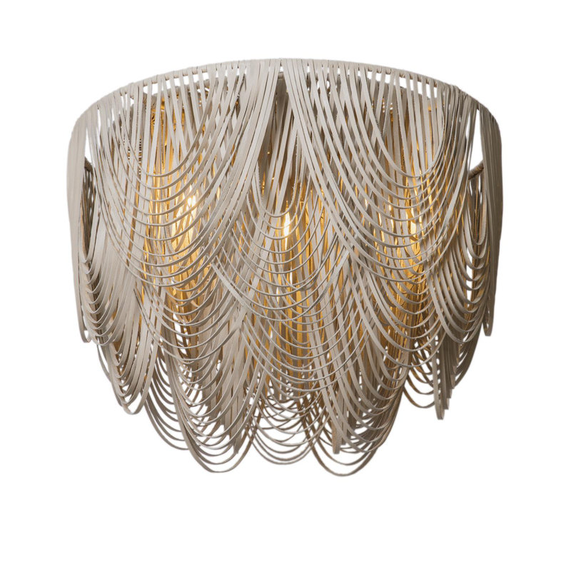 Medium Leather Fringe Flushmount Chandelier, 22" H x 28" W x 28" D