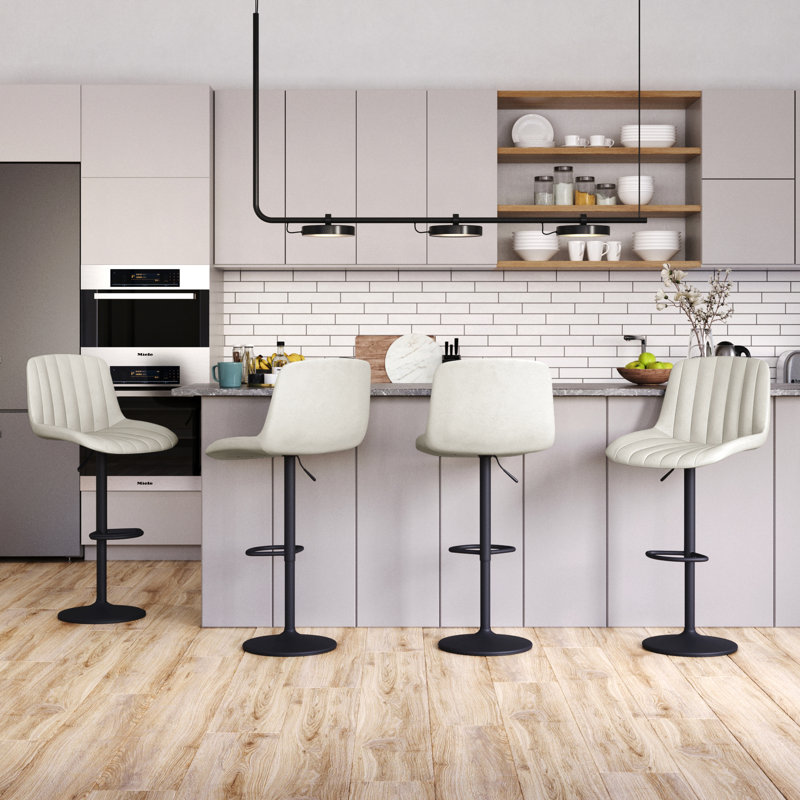 Adjustable Height Counter Stool with Metal Frame, Ivory