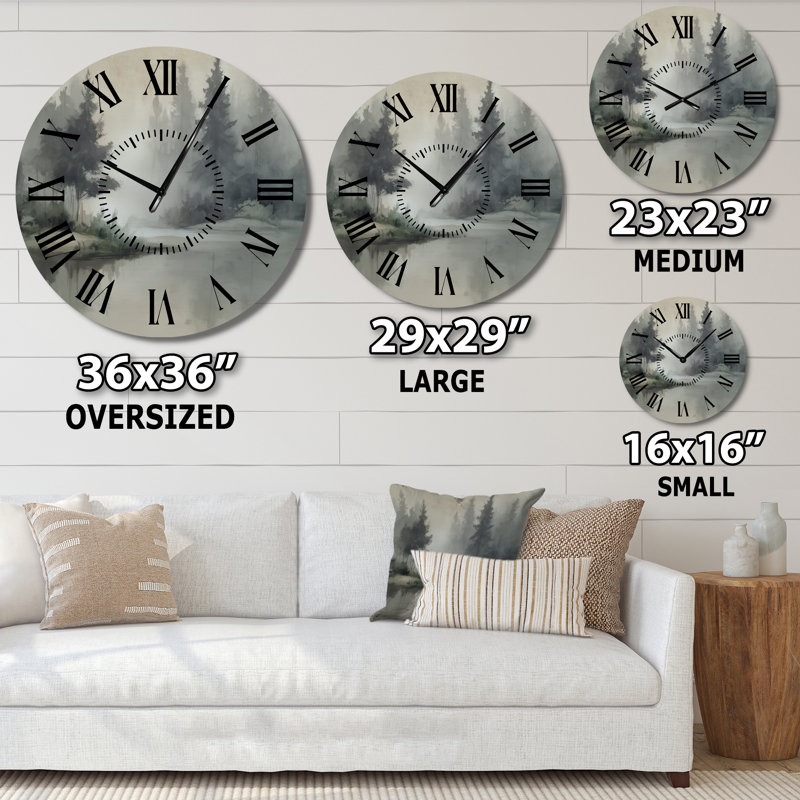  Horloge murale paysage de pin, Surdimensionné