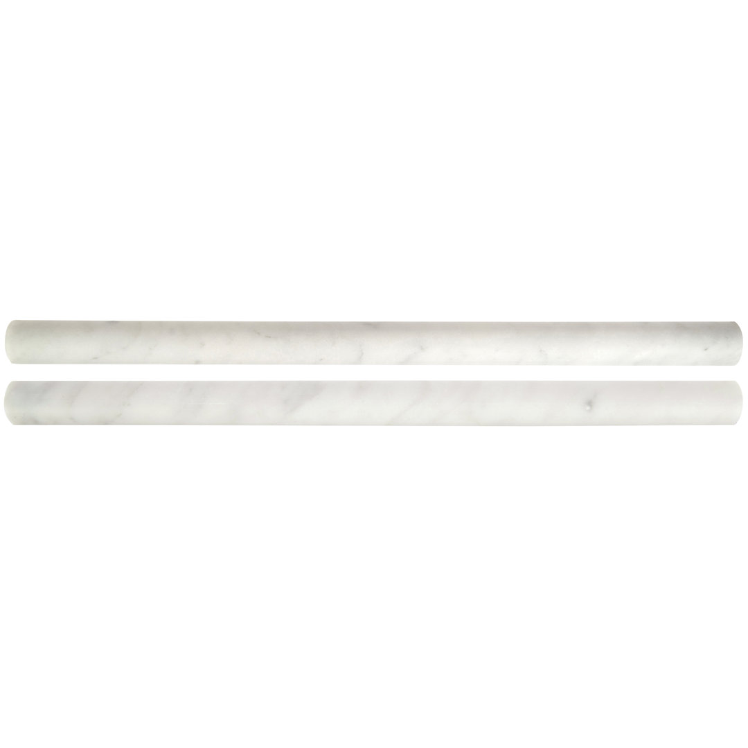 Carrara White 0.75 in. x 12 in. Honed Marble Pencil Molding Tile Trim Ackland