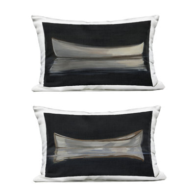 Still Canoe Reflections 2 Piece Outdoor Printed Pillow Set design by Ethan Harper