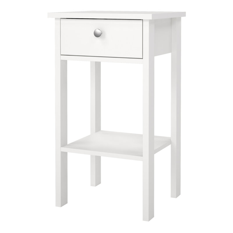 Allensby 40cm W Manufactured Wood Bedside Table, White