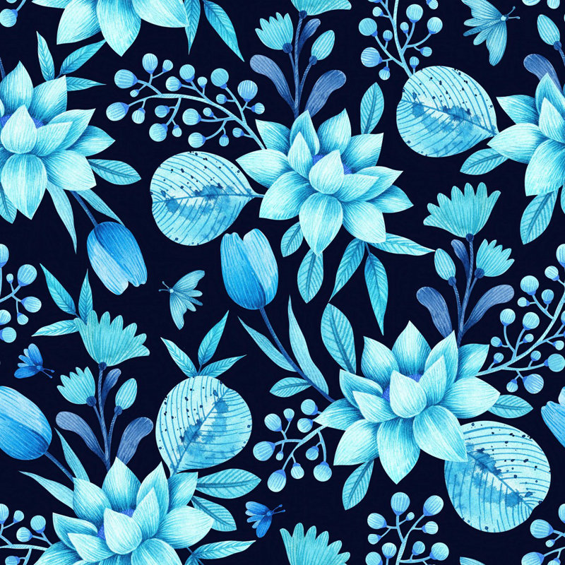 Dark Wallpaper With Blue Pattern, 125" W x 10.42" L