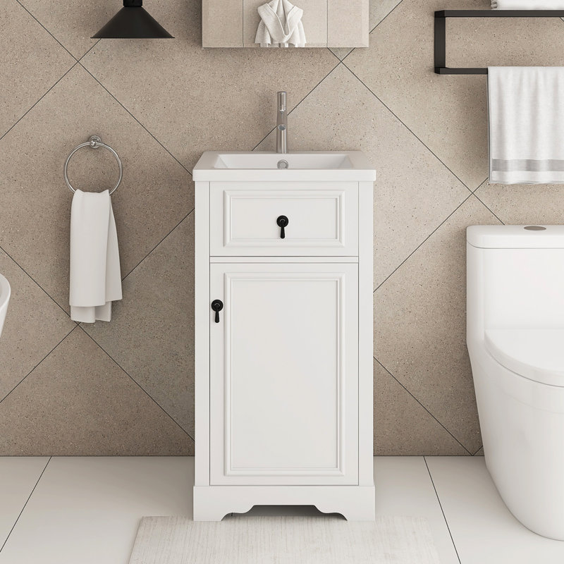 20 In. Bathroom Vanity With Ceramic Sink, White