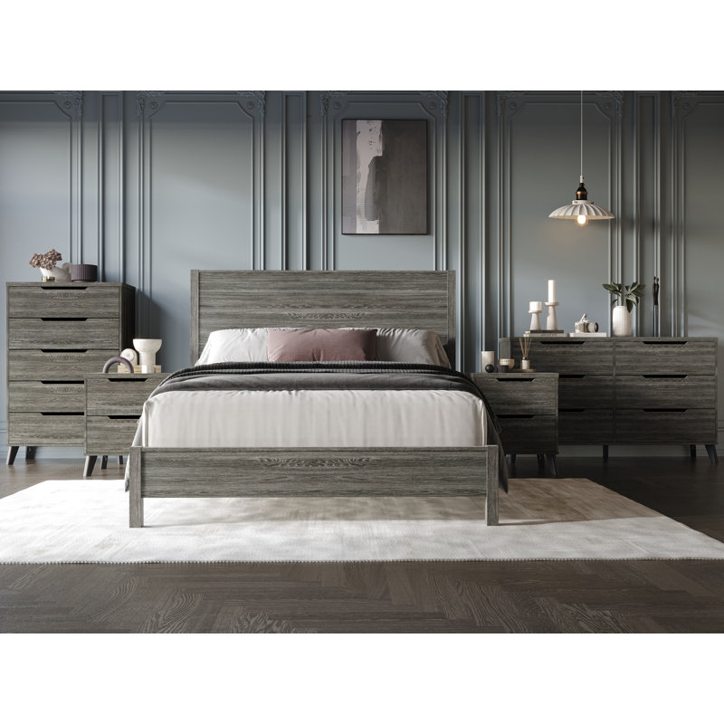Ihor Piece Bedroom Set, Dark Gray, King