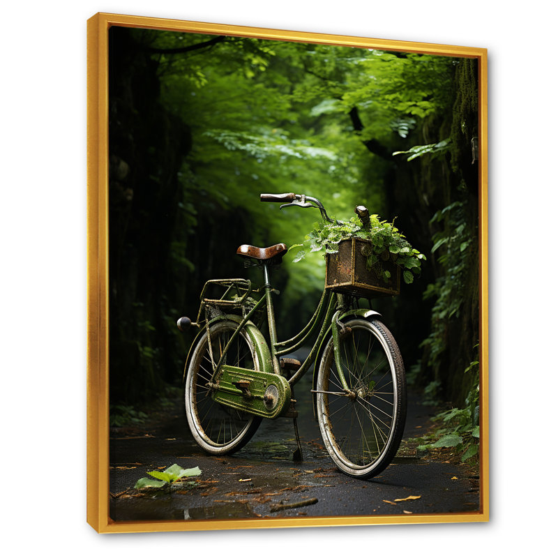 «Emerald Excasion Vélo I» sur toile, H 20 po x l 12 po x P 1 po, Cadre flottant doré