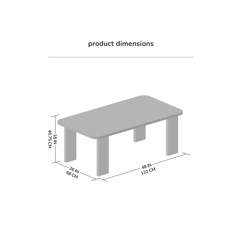 Hepza 48" Rectangular Solid Wood Coffee Table, Walnut