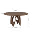 Table de salle à manger ronde en bois massif de couleur noyer avec base courbée artistique, table de salle à manger contemporaine jusqu'à 8 personnes-1566684601