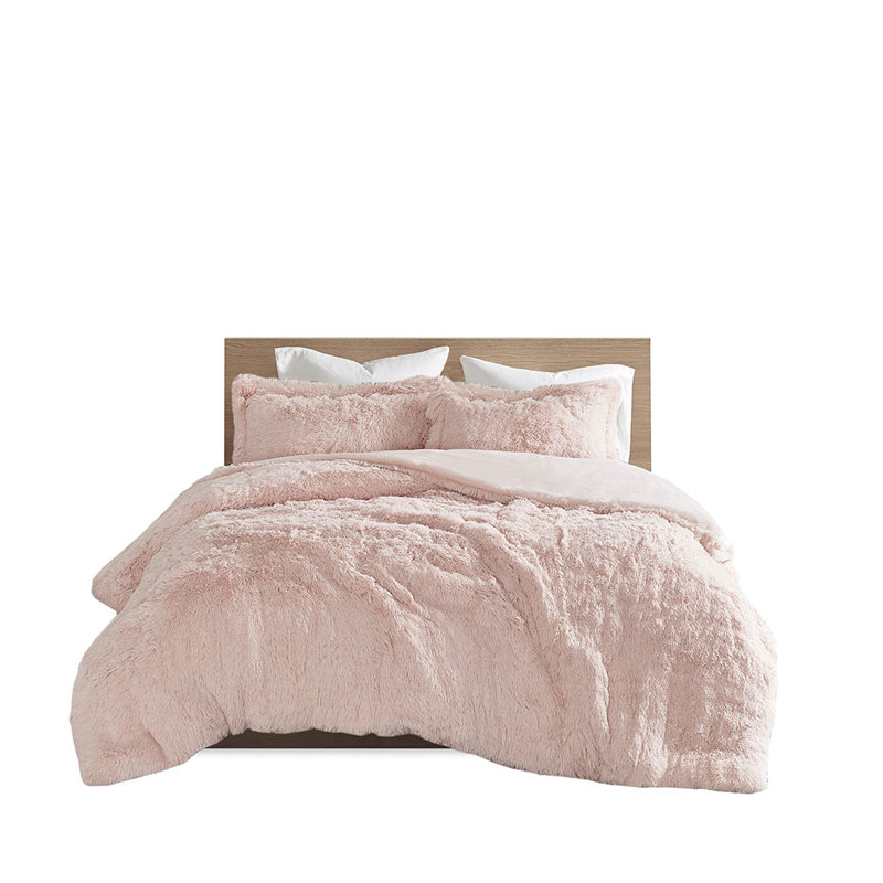 Ensemble de housse de couette Susie, Housse de couette simple + 1 taie décorative euro, Rosé