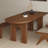 Nut-brown Half-circle Solid Wood Dining Table-124409253