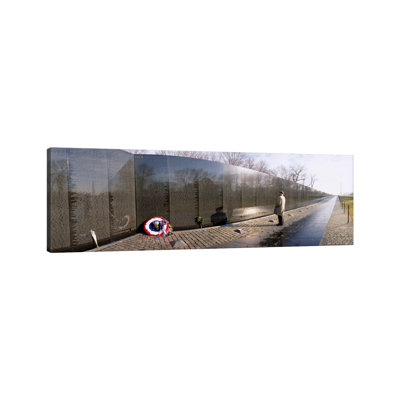 Side Profile of a Person Standing in front of a War Memorial, Vietnam Veterans Memorial, Washington DC, USA 1 Piece Wrapped Canvas Panoramic Wall Art