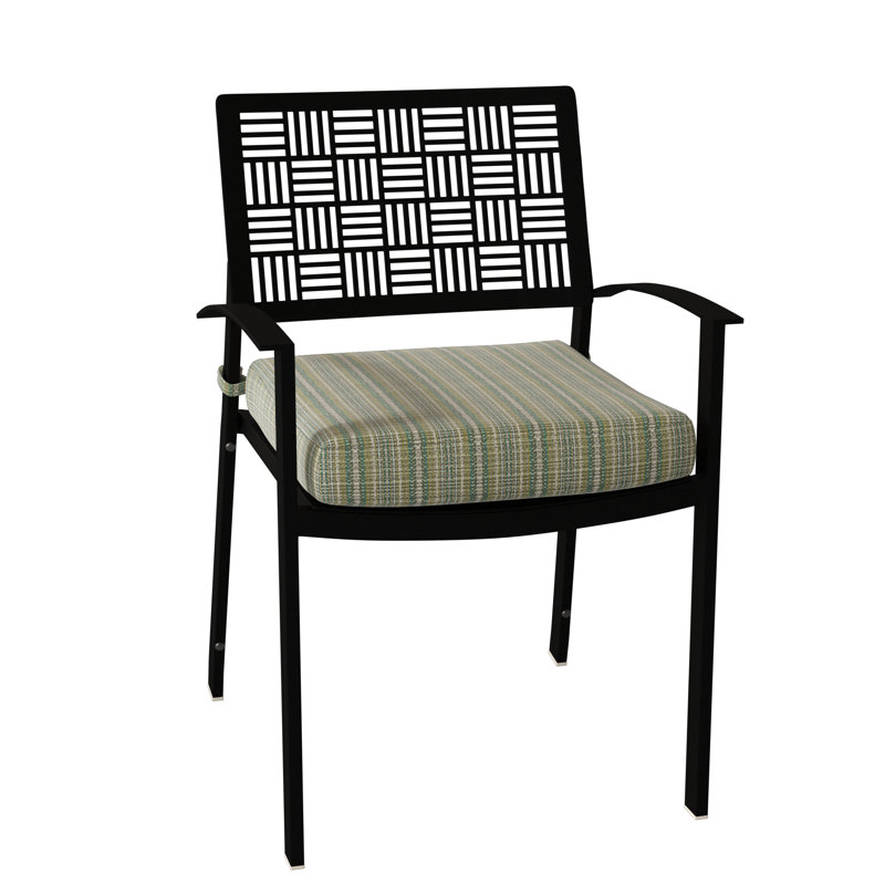 New Century Outdoor Dining Armchair, Textured Black, Spectrum Denim Sunbrella® Plainweave