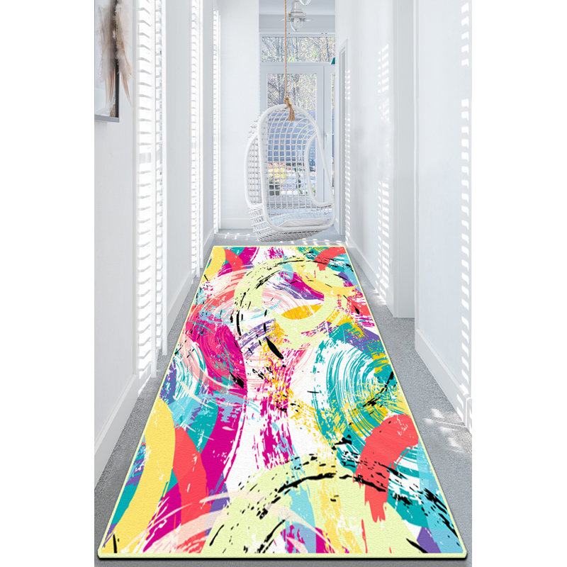 Durable Hall Carpet, 31.5 x 118.1 inches | 100% Polyester, 0.4 in Pile Height | Antibacterial, Non-Slip Base, Machine Washable | Perfect for High-Traffic Areas, Easy Maintenance, Stylish Design