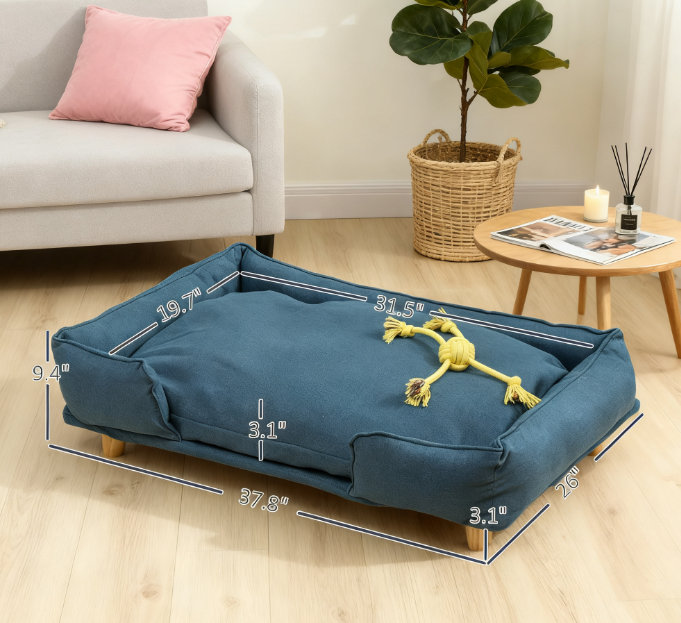 Raised Pet Couch With Comfortable Cushion,