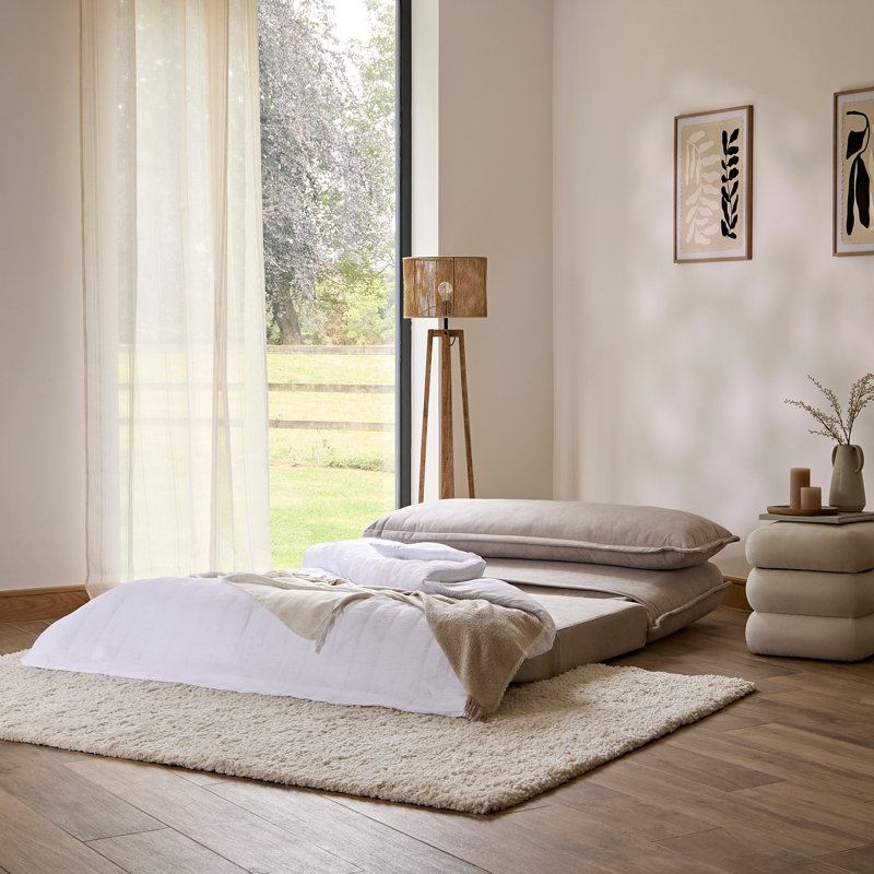 2 Seater Sofa Bed - Boucle, Beige, Double