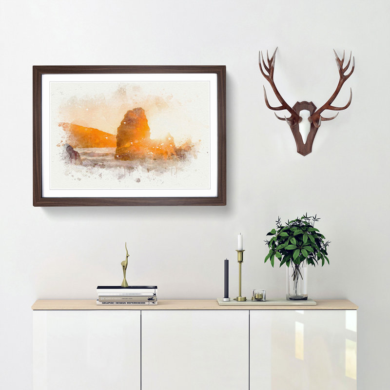 Sunlight over Rodeo Beach in Abstract - Framed Print, Walnut Framed, 62cm H x 87cm W x 2cm D