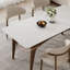 Ensemble de table de salle à manger 4 personnes blanc + brun noyer fritté rectangulaire + bois massif-1780871370