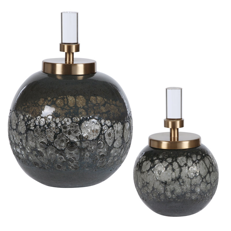 Glass Decorative Bottle - Set of 2