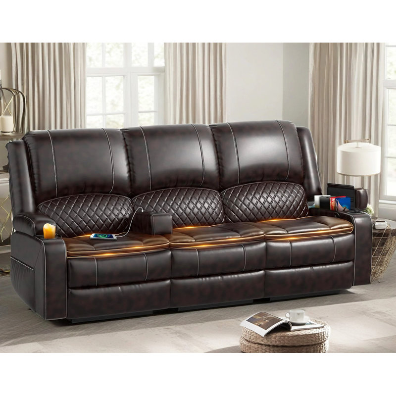 Canapé inclinable 3 places, fauteuil inclinable manuel avec coussin à 2 niveaux