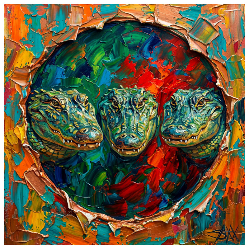 Housses de couette Abstract Crocodile Trio, Queen