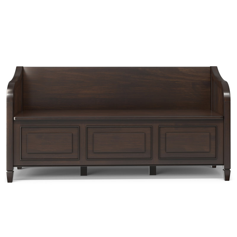 Connaught 56"W Solid Wood Wide Entryway Storage Bench with Lift-Top Lid and 3 Storage Compartments