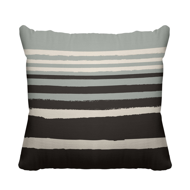 Coussin décoratif abstrait / minimaliste intérieur / extérieur, 15 po x 15 po, Gris, Carré