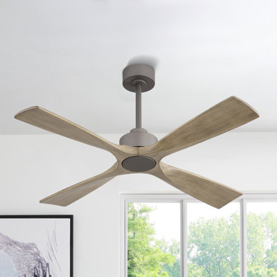 48 po Ventilateur de plafond standard à 4 pales en bois de noyer massif avec télécommande