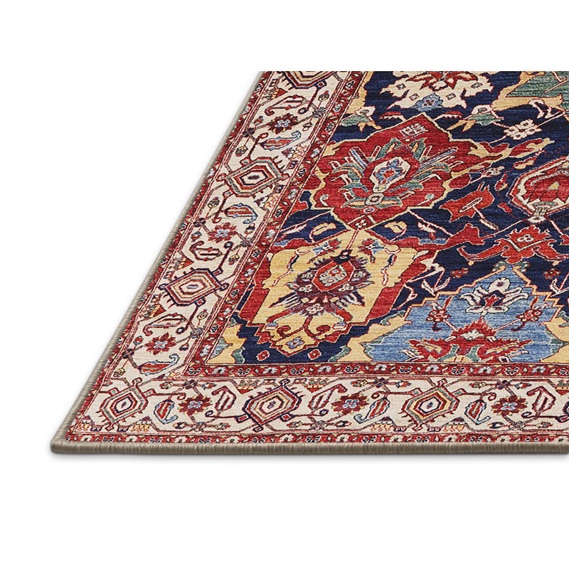 Tapis ivoire / bleu / rouge, Rectangle 8 pi x 10 pi