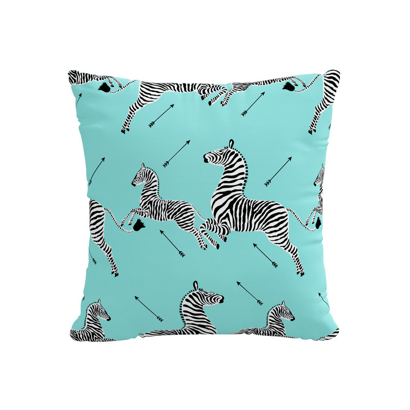 Coussin Crafted, Lin turquoise et zèbres Scm, Plumes