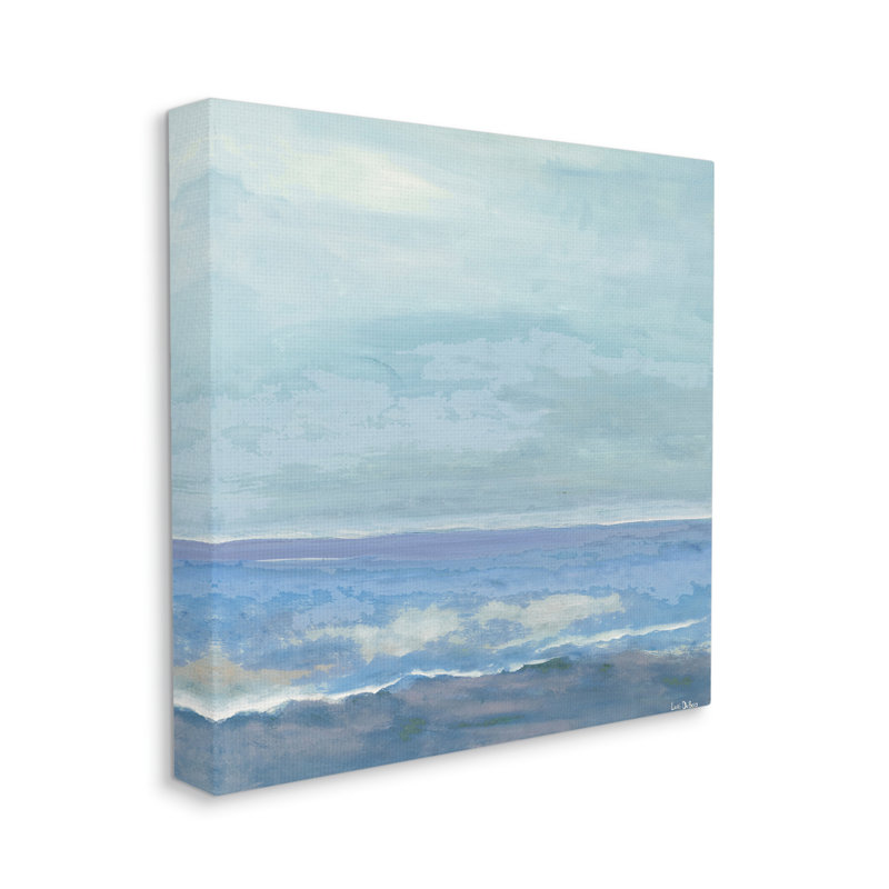 «Ocean Water Landscape Abstraction Blue Layered Waves» par - Impression, H 30 po x l 30 po x P 2 po, Toile tendue