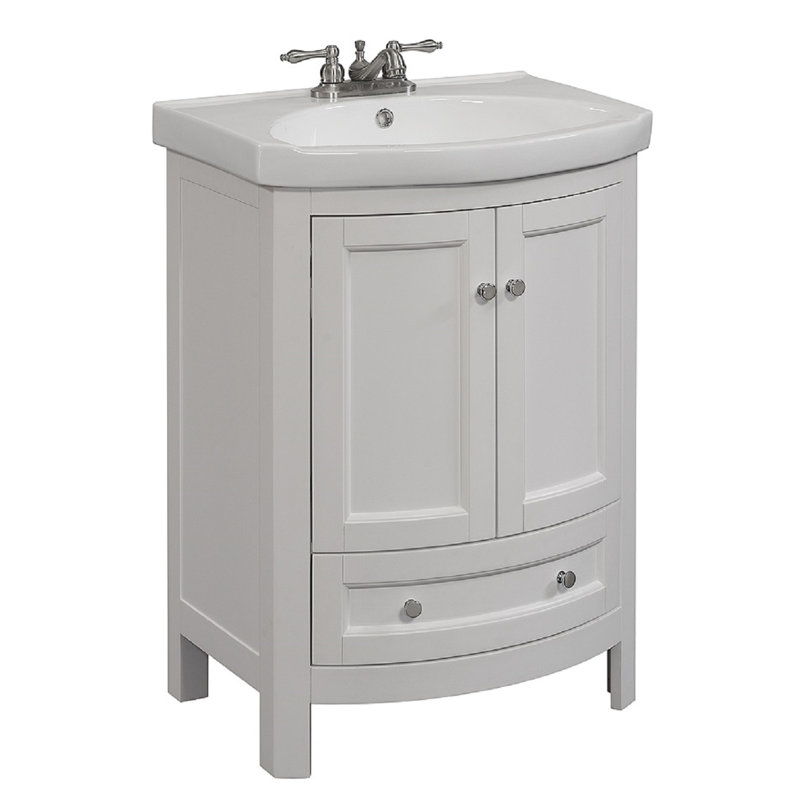 Thibeault 24'' Single Bathroom Vanity with Ceramic Top, White
